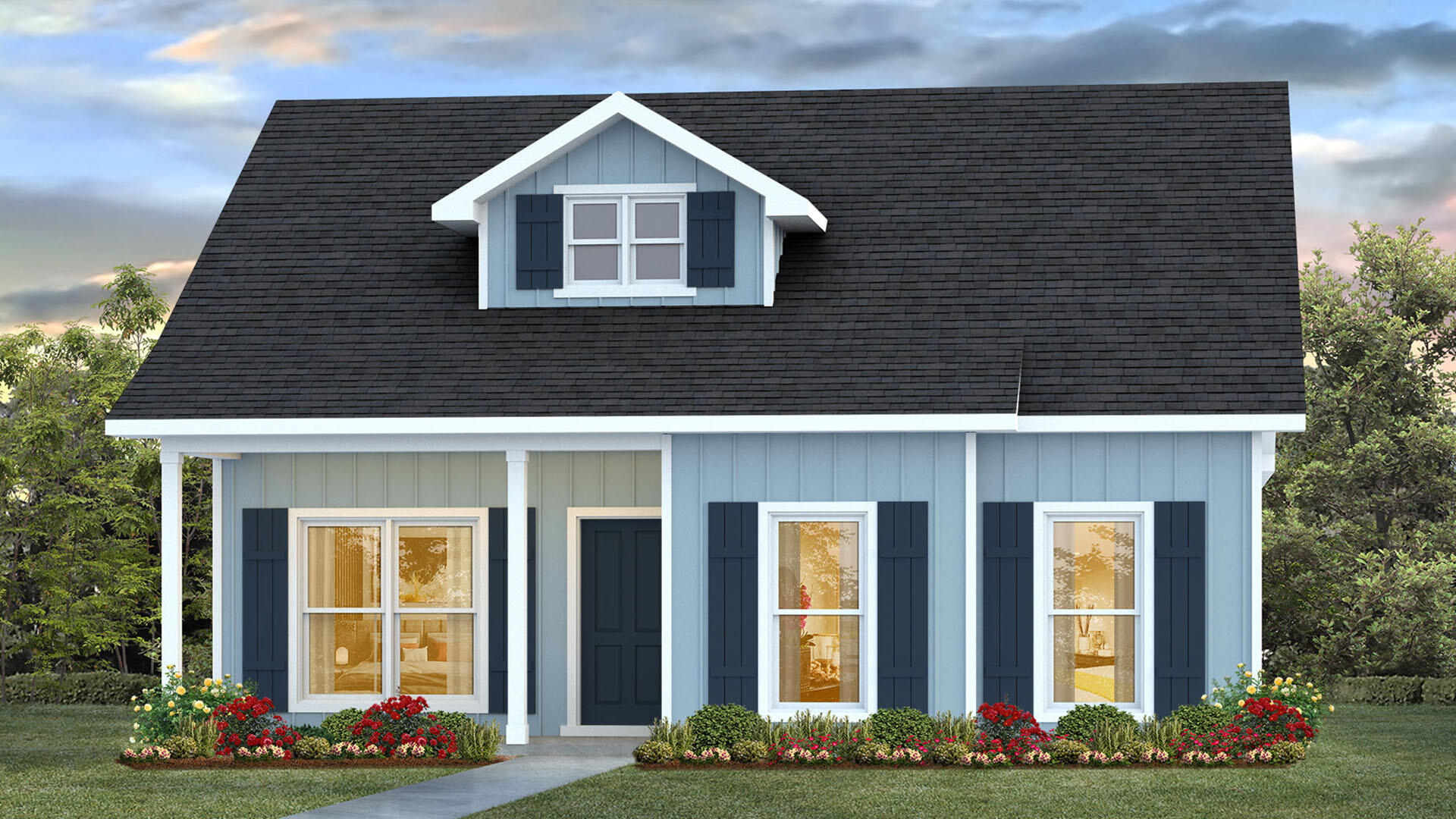 a front view of a house