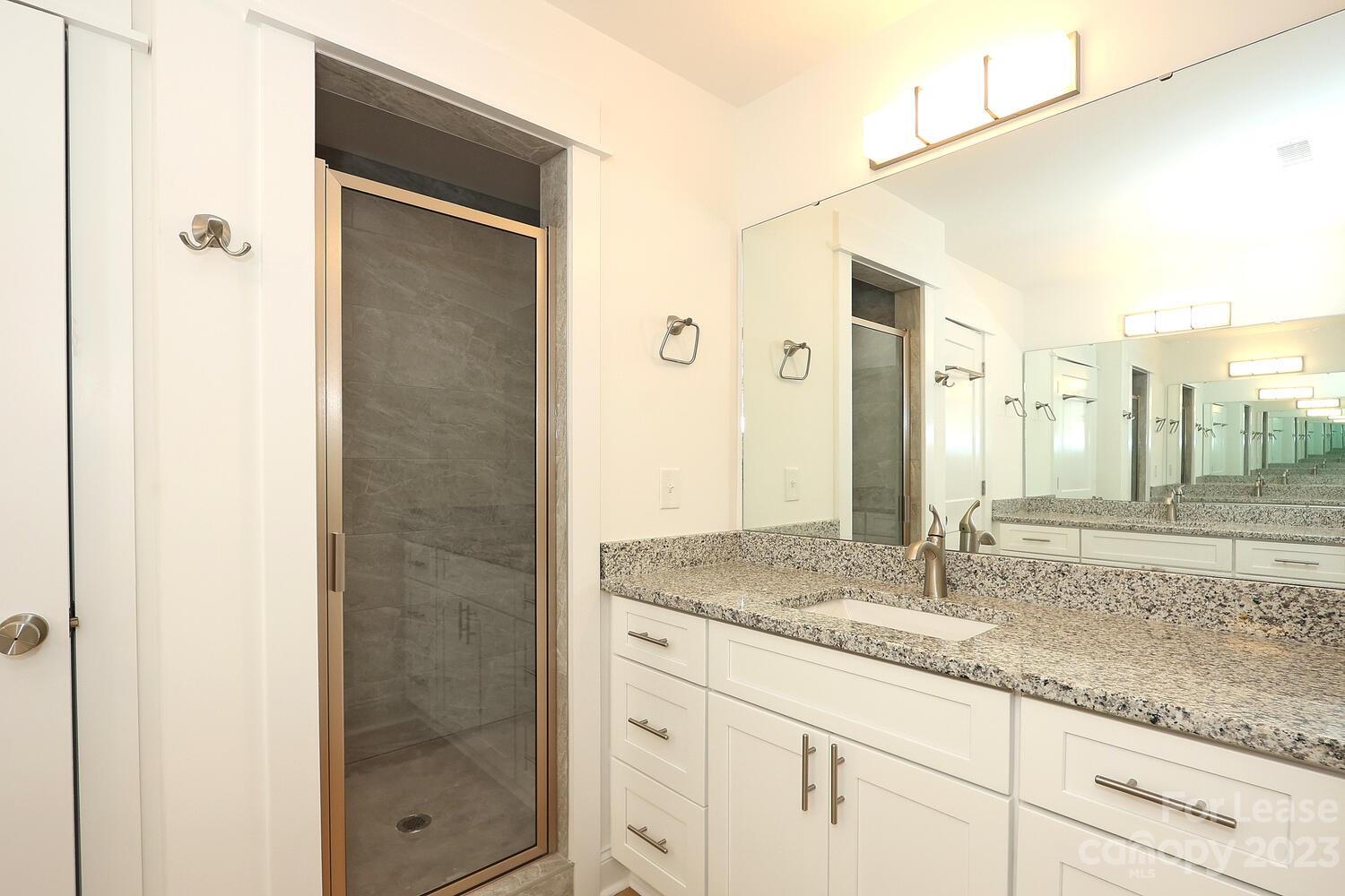 8710 Island Point Road Sherrills Ford, NC 28673 - Photo 35 of 48 a bathroom with a granite countertop sink and a mirror