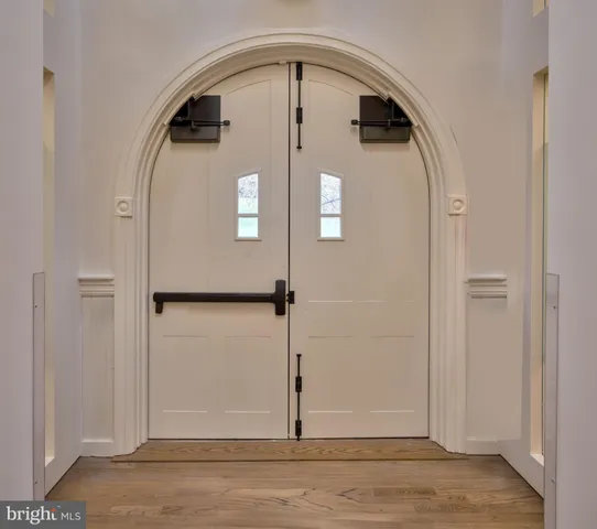 a brick building with a shower