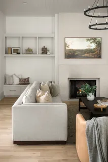 a white bath tub sitting in a bathroom