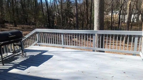 a view of a wooden deck