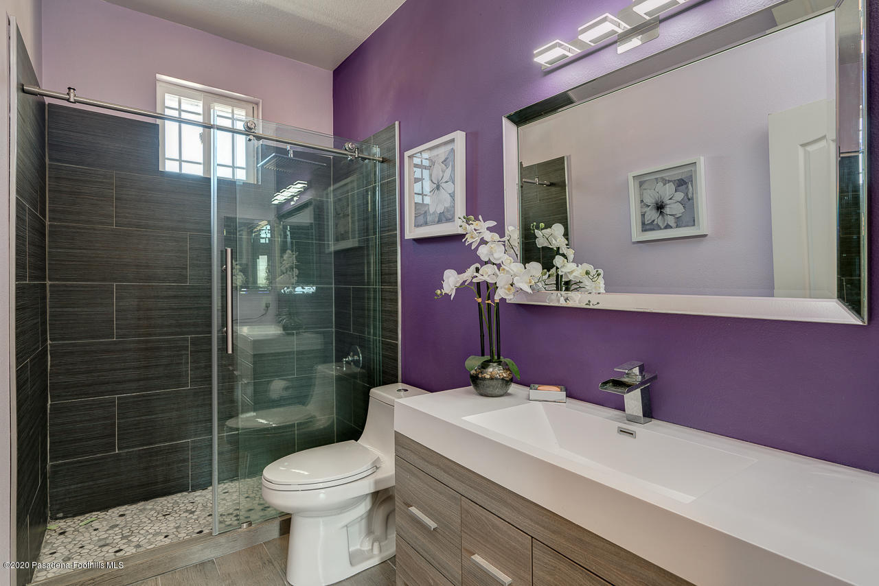 3683 Giddings Ranch Road Altadena, CA 91001 - Photo 22 of 30 a bathroom with a sink toilet and shower