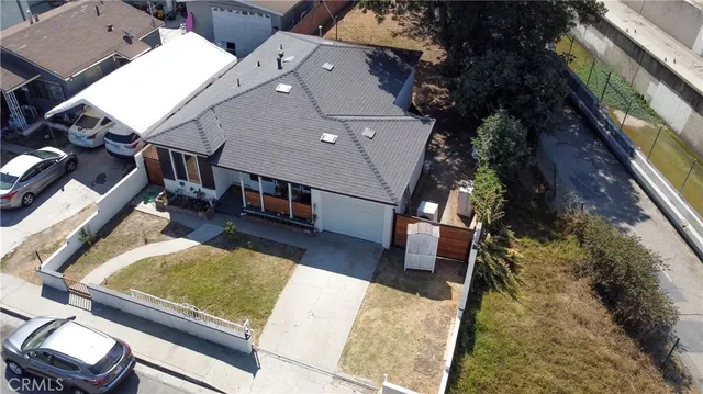 an aerial view of a house