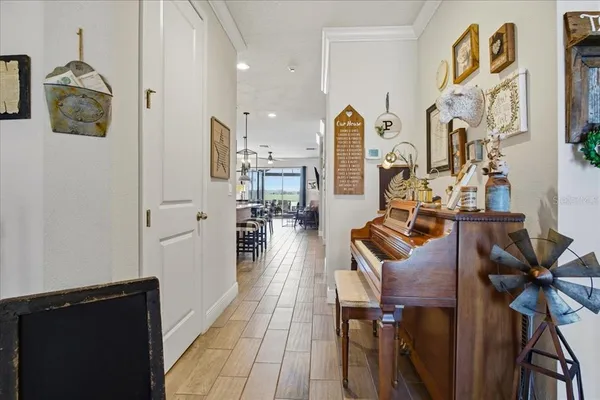 a view of a livingroom with furniture and wooden floor