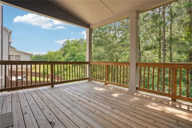 a view of a wooden deck