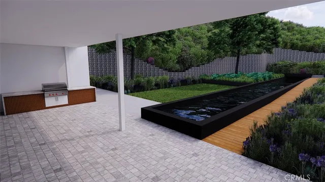 a view of balcony with wooden floor