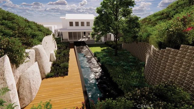 a view of a backyard with garden