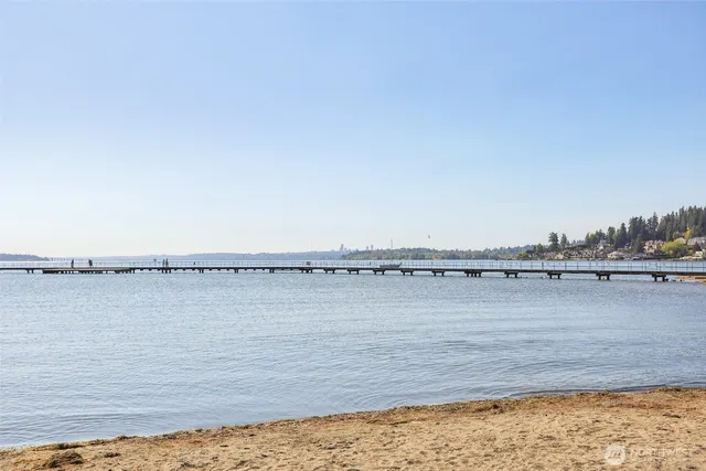 a view of a building with sitting area