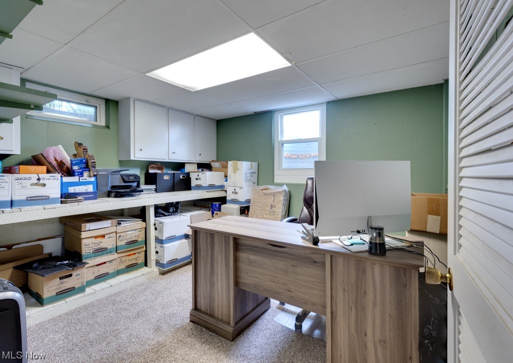 7838 Peck Road Ravenna, OH 44266 - Photo 19 of 35 Office area featuring a drop ceiling and light carpet