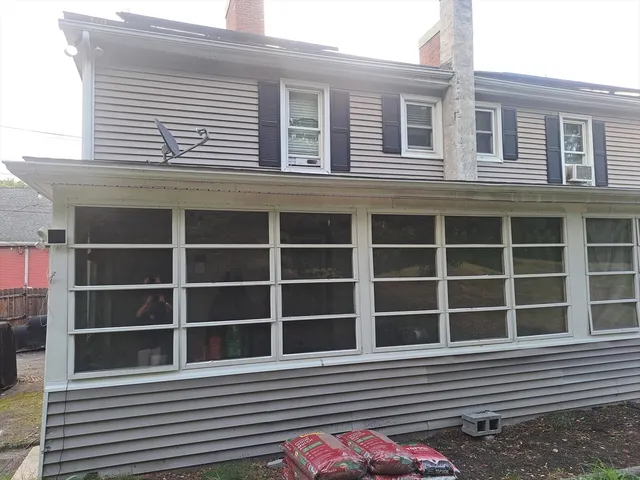 a view of a building with a window