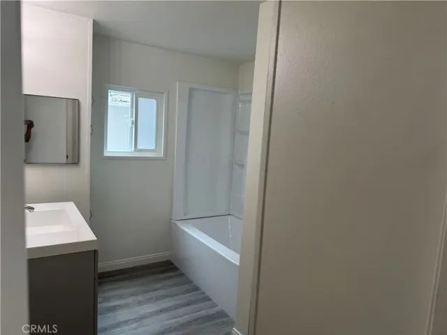 a bathroom with a bathtub