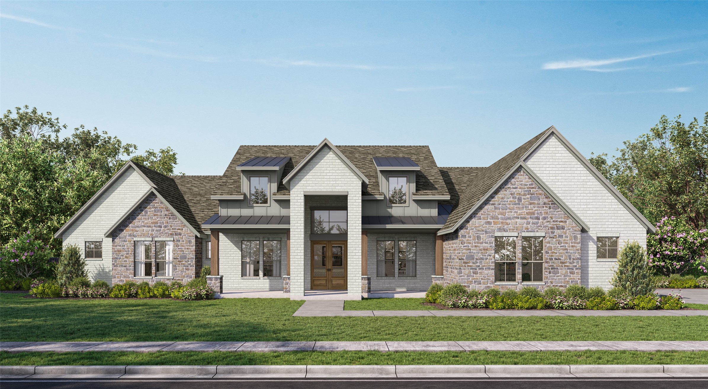 a front view of a house with a yard