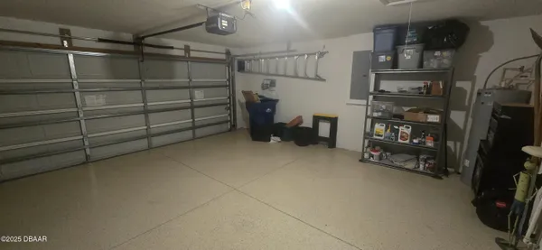 a view of empty room with racks