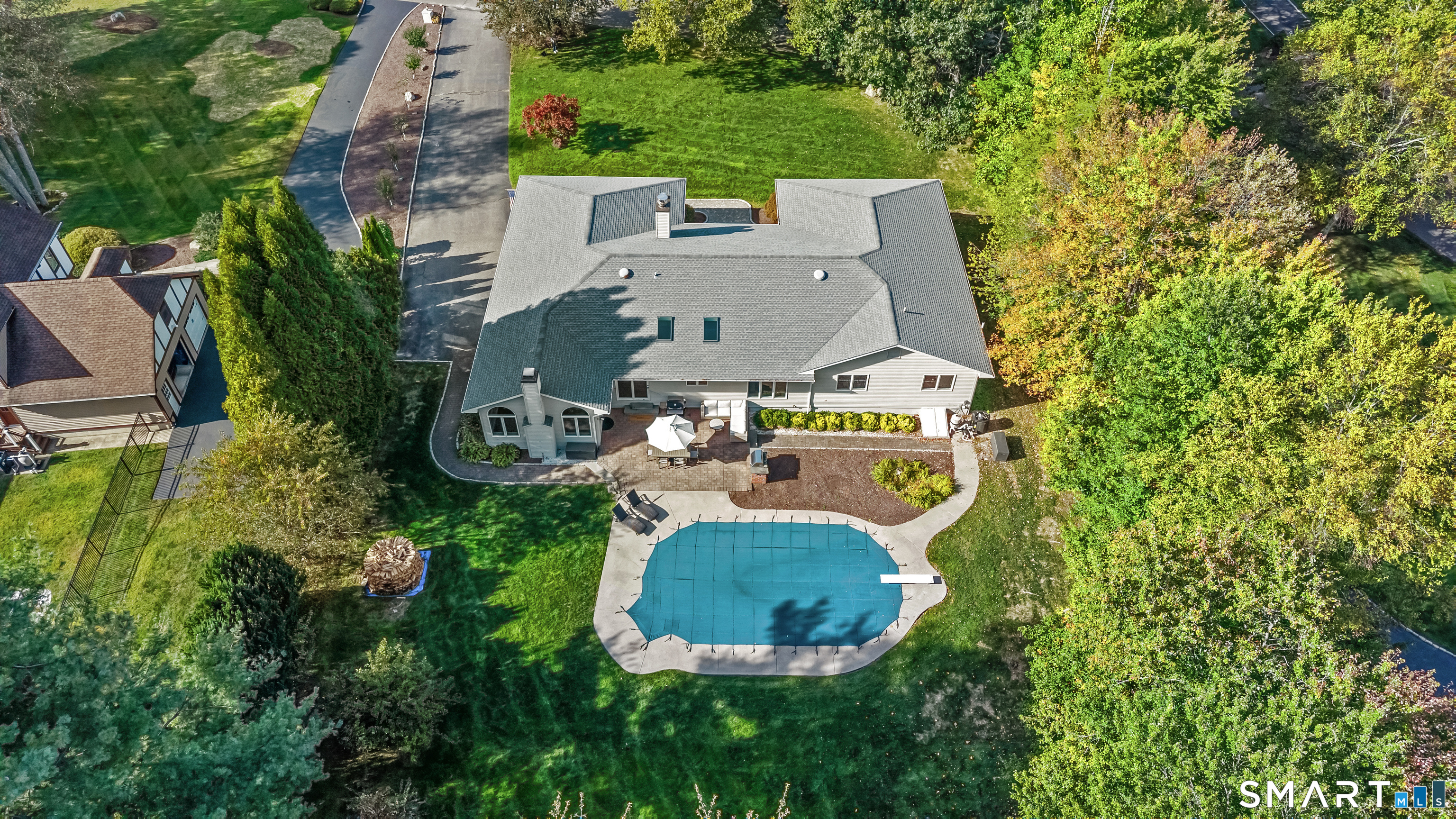 66 Heather Road Monroe, CT 06468 - Photo 4 of 40 an aerial view of residential house with outdoor space and trees all around