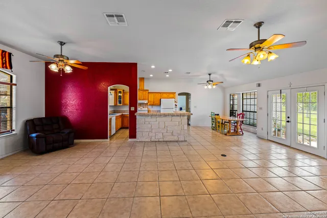 a living room with furniture