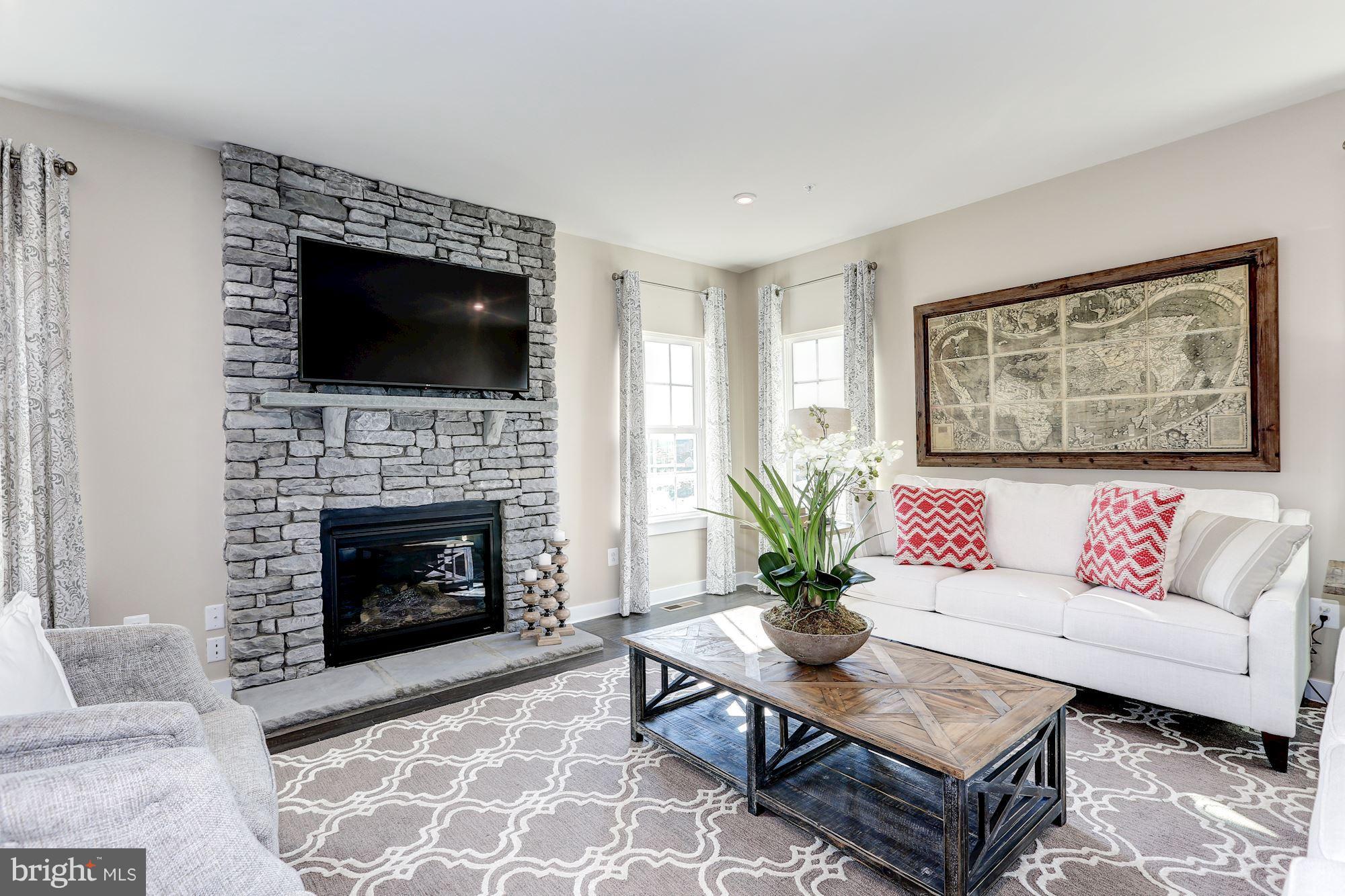 7641 Deepnotch Way Hanover, MD 21076 - Photo 6 of 25 a living room with furniture a flat screen tv and a fireplace