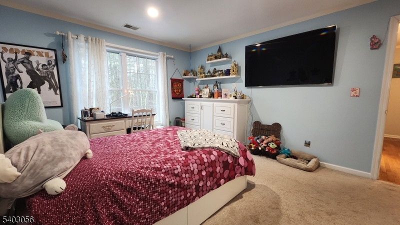 52 Fox Hollow Road Montague, NJ 07827 - Photo 34 of 45 a bedroom with a bed and flat tv screen on the dresser