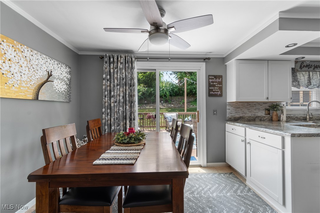 4606 9th Street Northwest Canton, OH 44708 - Photo 7 of 35 Dining space with crown molding and ceiling fan