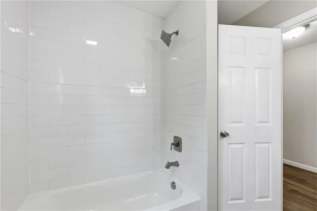 a bathroom with a bathtub