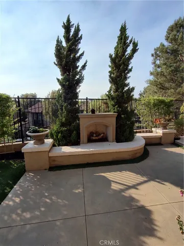 a view of a terrace with a bench