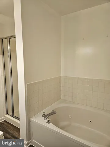 a bathroom with a bathtub
