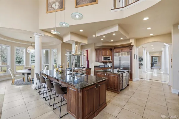 a kitchen with lots of counter top space