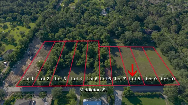 an aerial view of a yard