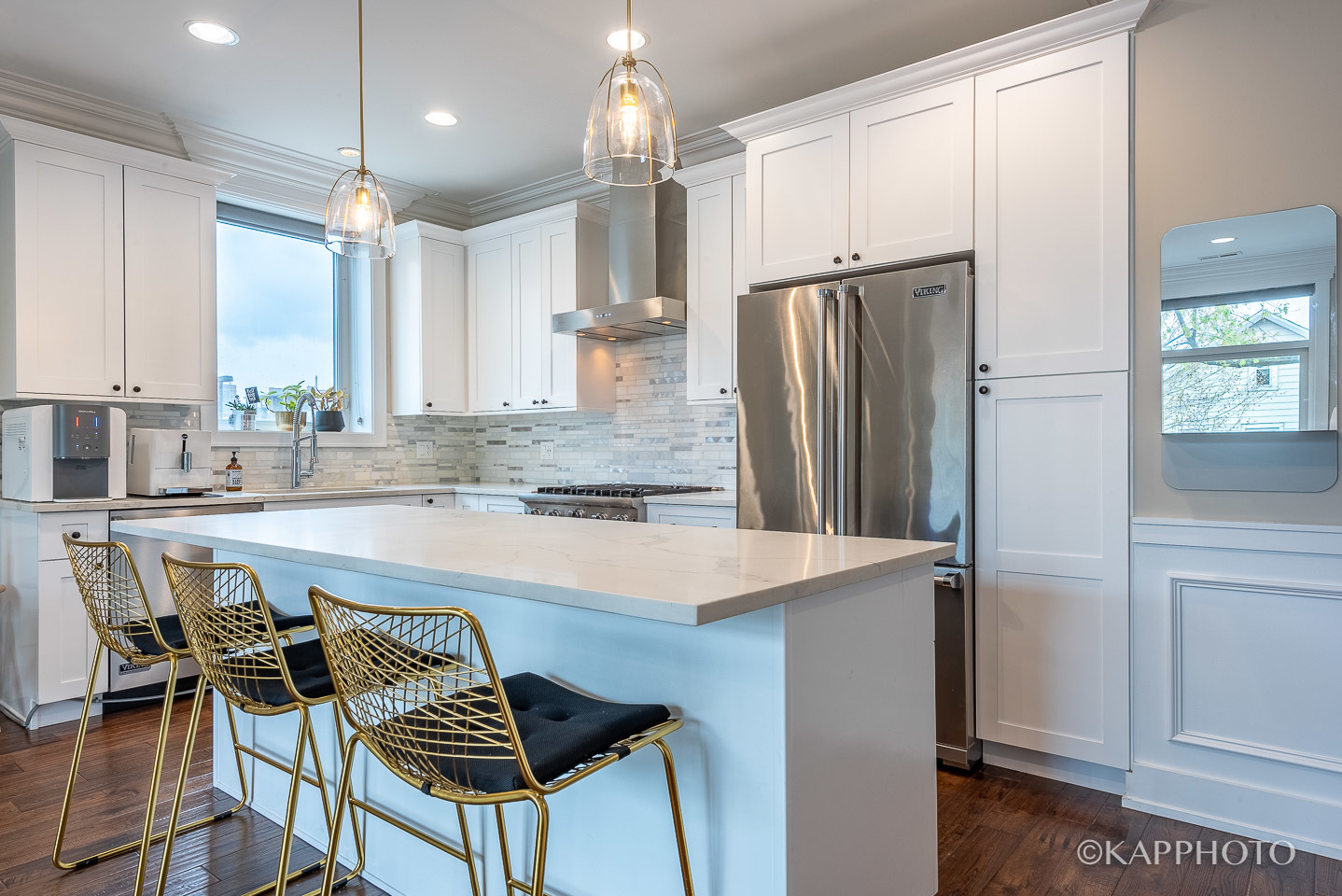 1430 West Fillmore Street, Unit 2W Chicago, IL 60607 - Photo 9 of 27 a kitchen with stainless steel appliances granite countertop a refrigerator a sink and white cabinets