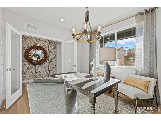 a building outdoor space with patio furniture