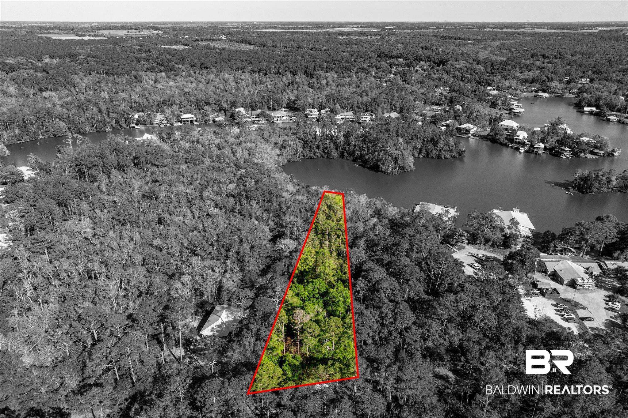 16620 Ferry Road Fairhope, AL 36532 - Photo 9 of 28 Birds eye view of property featuring a wooded view and a water view