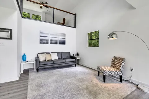 a living room with furniture