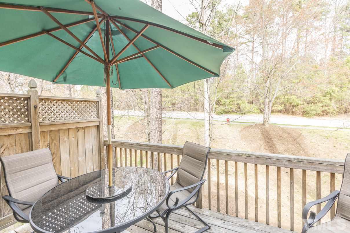 5524 Red Robin Road Raleigh, NC 27613 - Photo 22 of 24 a view of balcony with furniture and umbrella