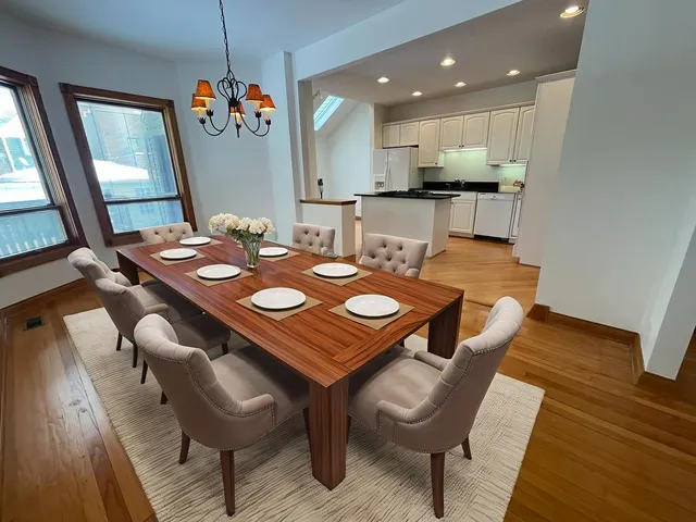 a view of a dining room and livingroom