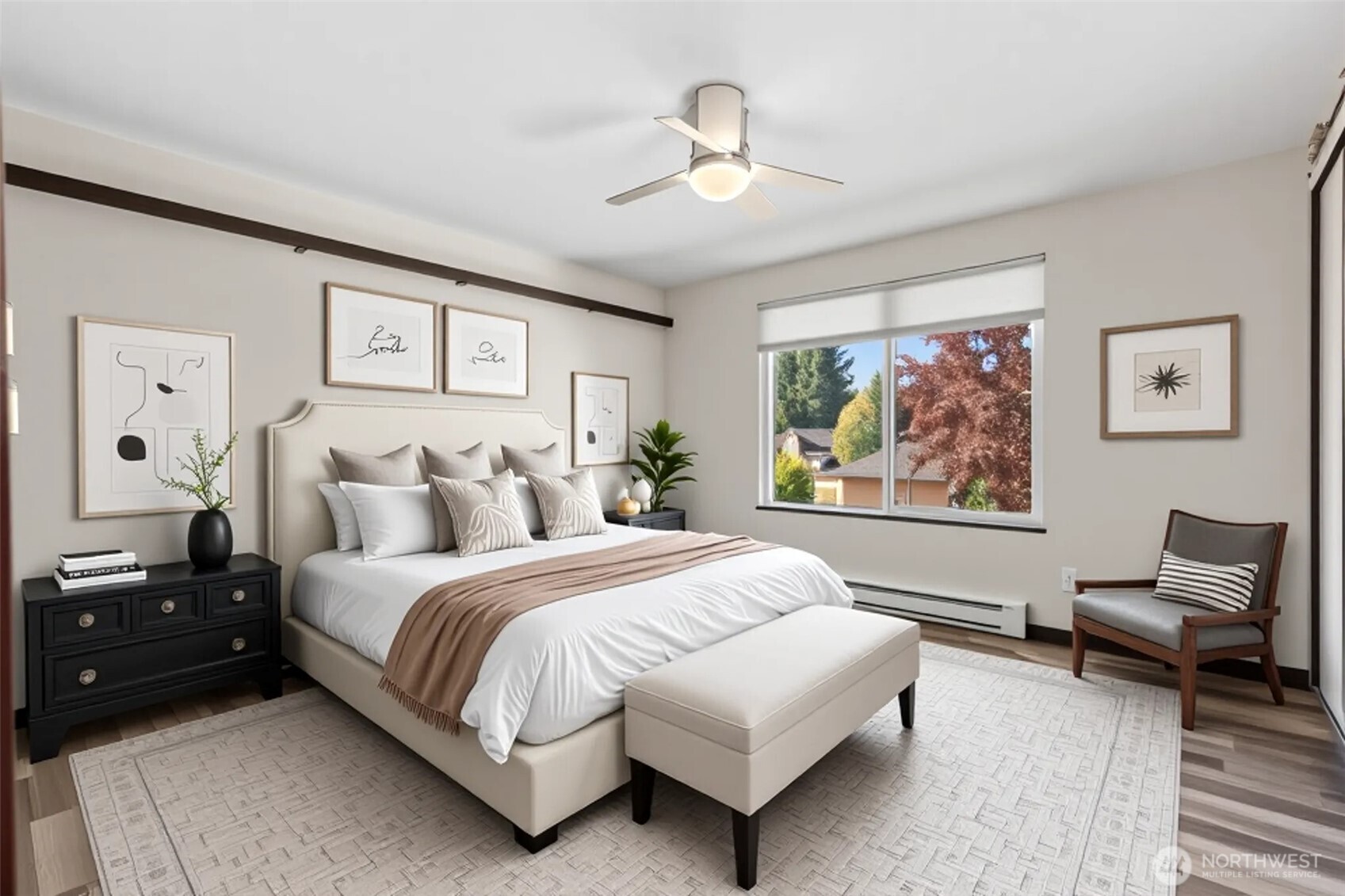 8641 Zircon Drive Southwest, Unit U3 Lakewood, WA 98498 - Photo 17 of 32 a spacious bedroom with a bed and a couch