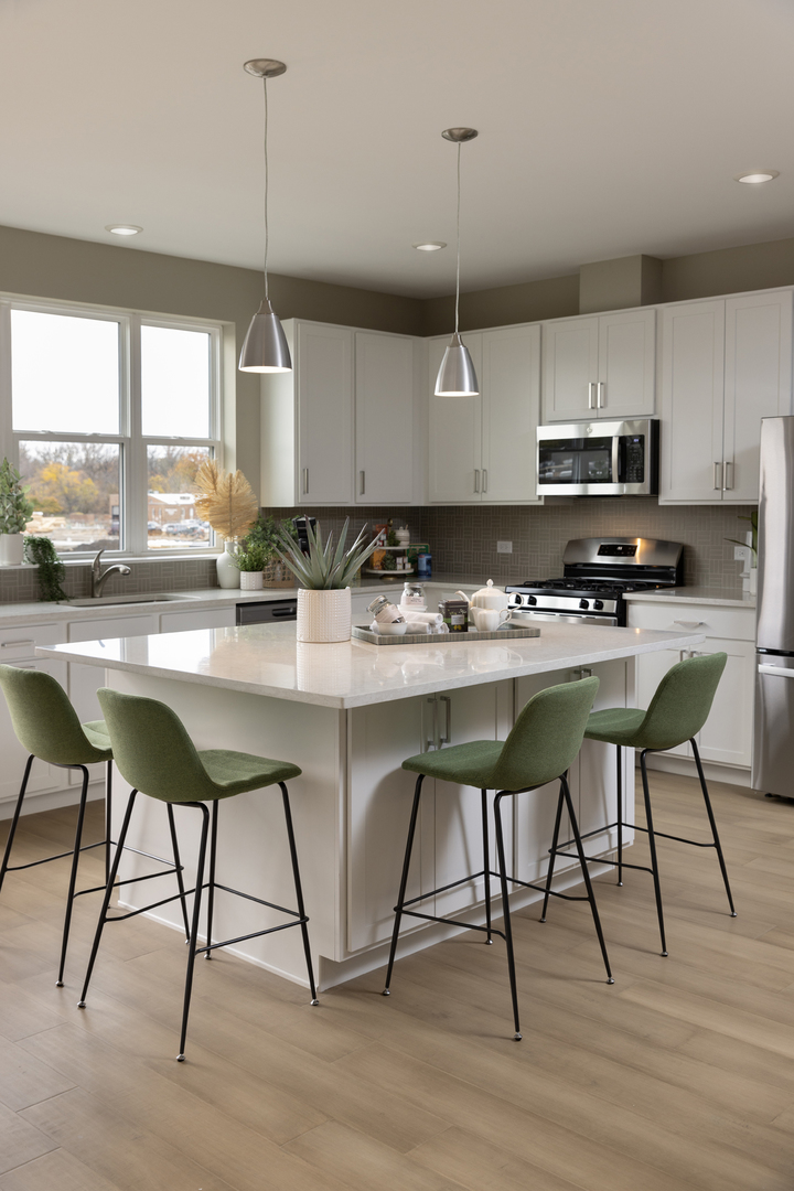 2771 Stone Circle Geneva, IL 60134 - Photo 2 of 10 a kitchen with stainless steel appliances kitchen island granite countertop a stove a sink and a microwave