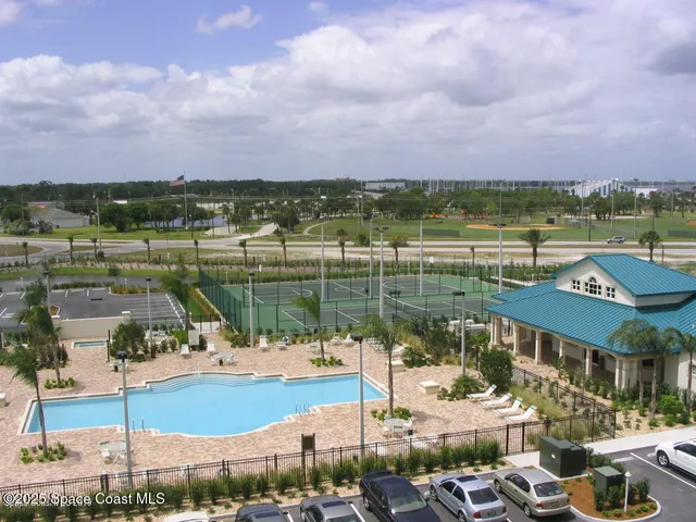 a view of a lake with a city