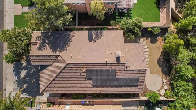an aerial view of a house