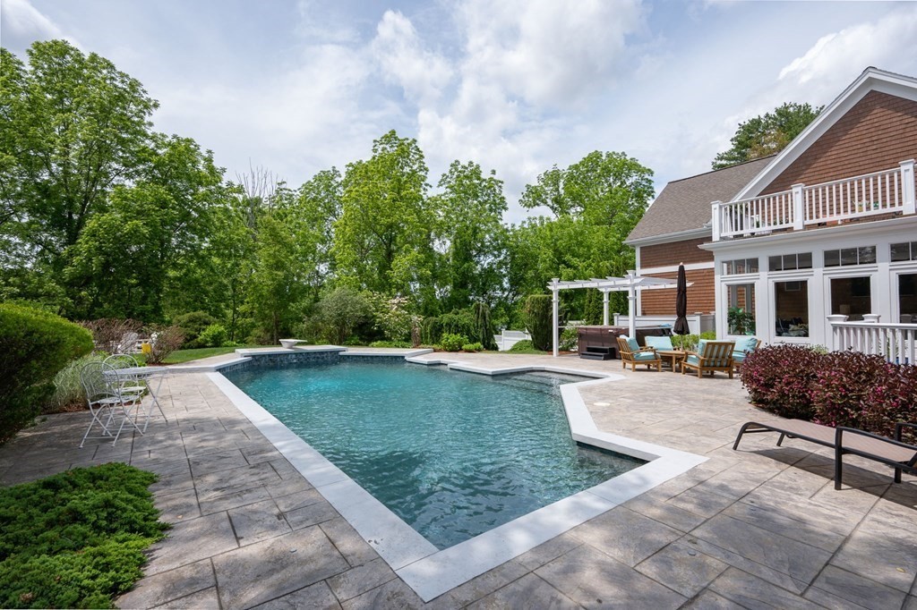 6 High Meadow Road Andover, MA 01810 - Photo 28 of 32 a view of a backyard with sitting area