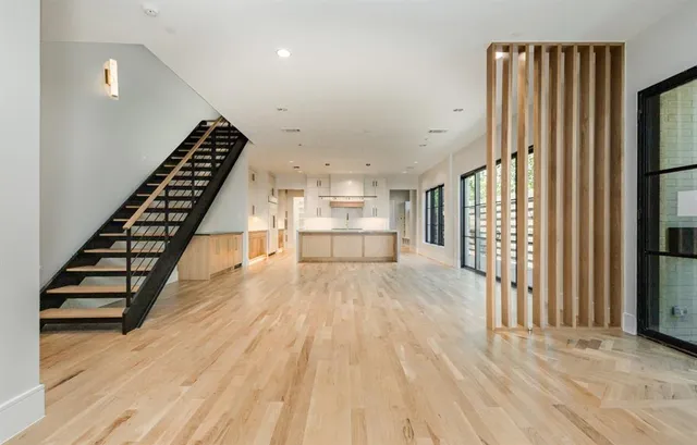 a view of entryway with wooden floor