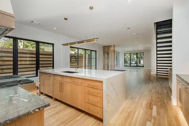 a view of a balcony with door