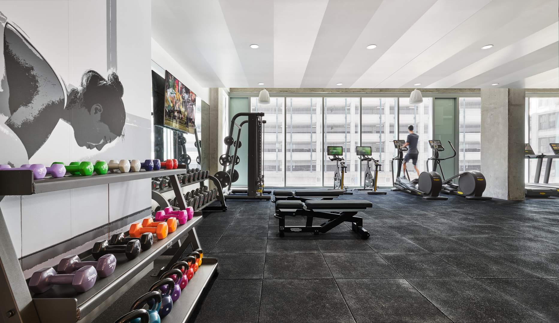 60 East Randolph Street, Unit 23B Chicago, IL 60601 - Photo 27 of 27 a living room with furniture and a floor to ceiling window
