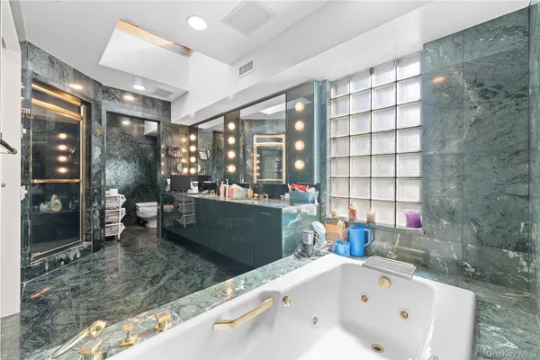 a bed room with a bed and a table