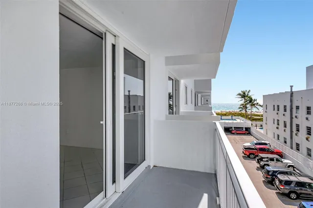 a view of balcony with seating space