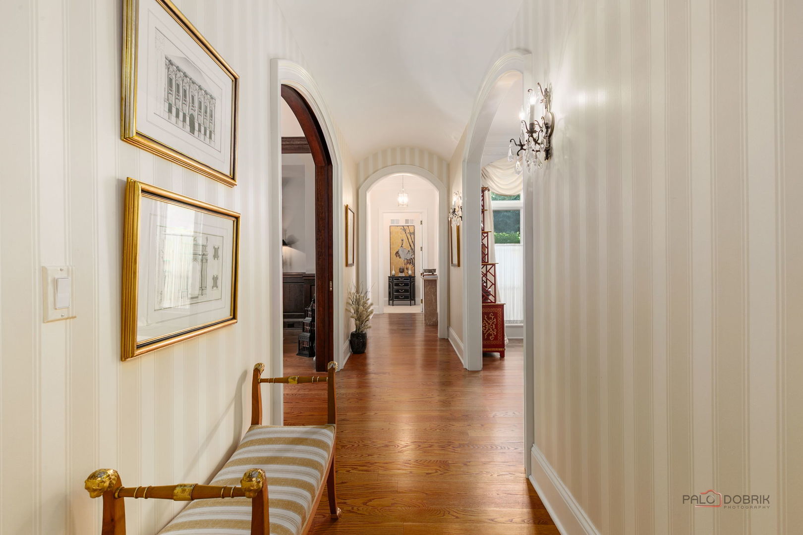 1271 North Green Bay Road Lake Forest, IL 60045 - Photo 22 of 57 a view of a hallway with furniture and wooden floor