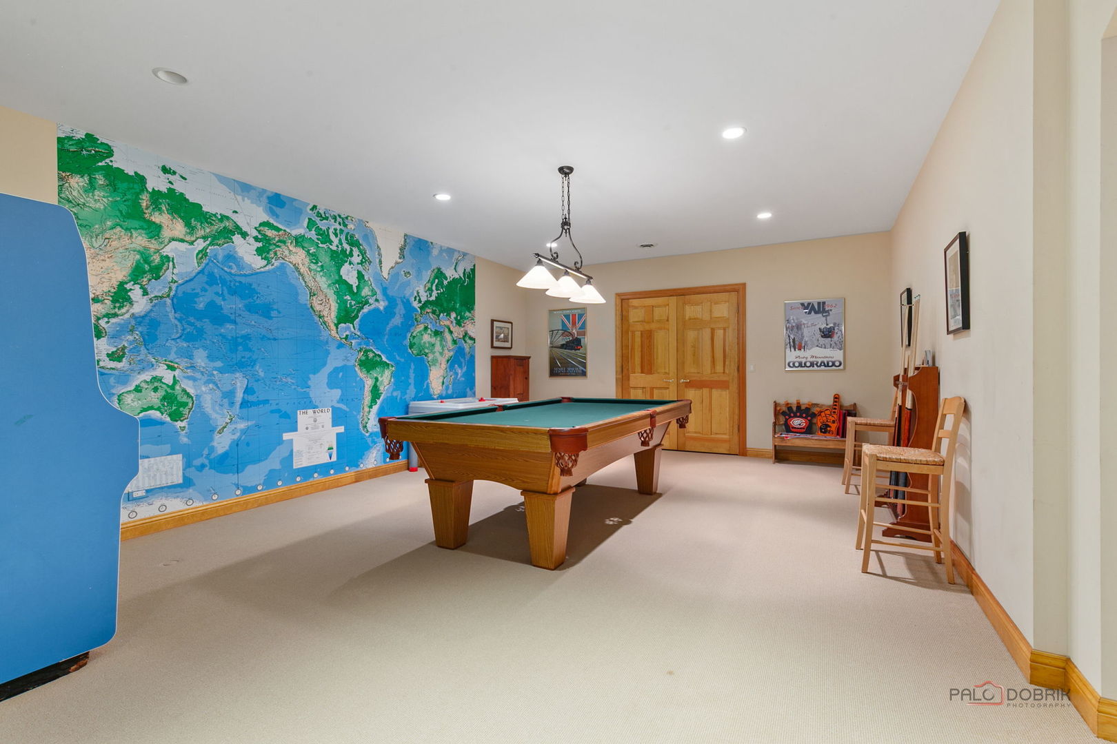 1271 North Green Bay Road Lake Forest, IL 60045 - Photo 45 of 57 a room with pool table and a chandelier