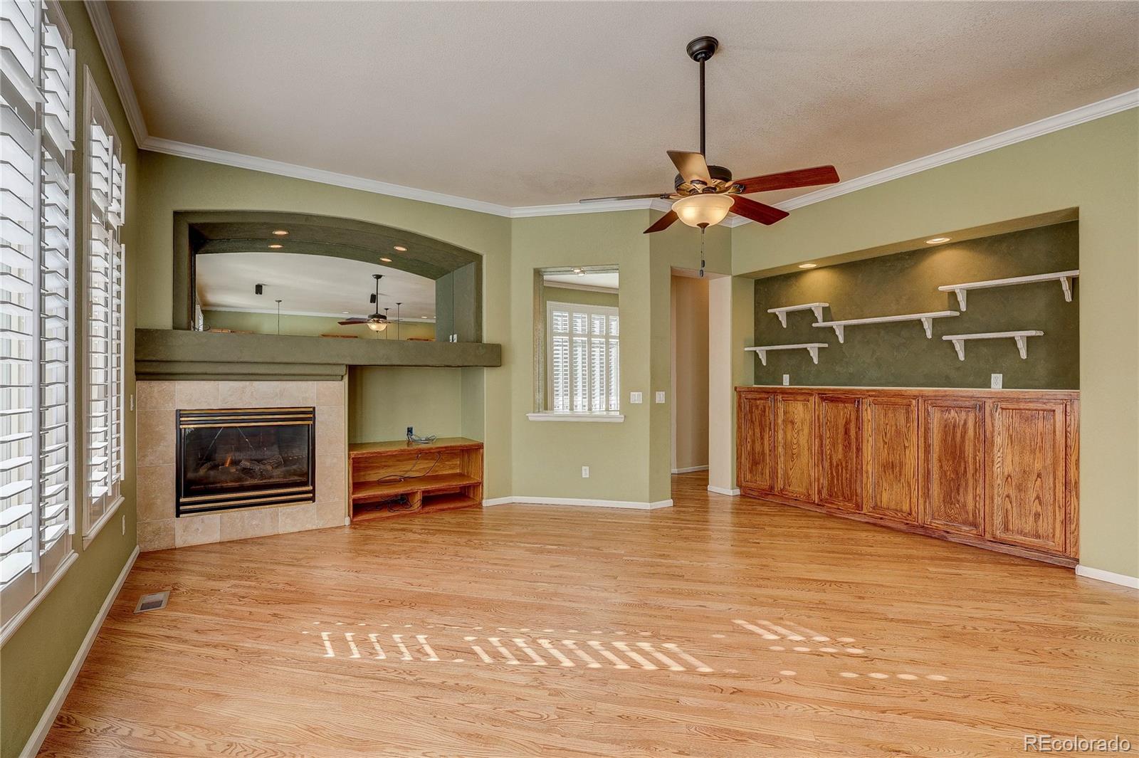 10292 South Nickolas Avenue Highlands Ranch, CO 80124 - Photo 9 of 46 a living room with furniture and a fireplace
