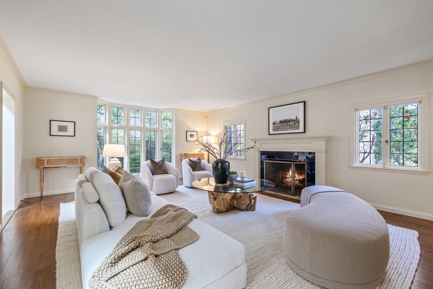 460 Edgewood Road San Mateo, CA 94402 - Photo 5 of 40 a living room with furniture large window and a fireplace
