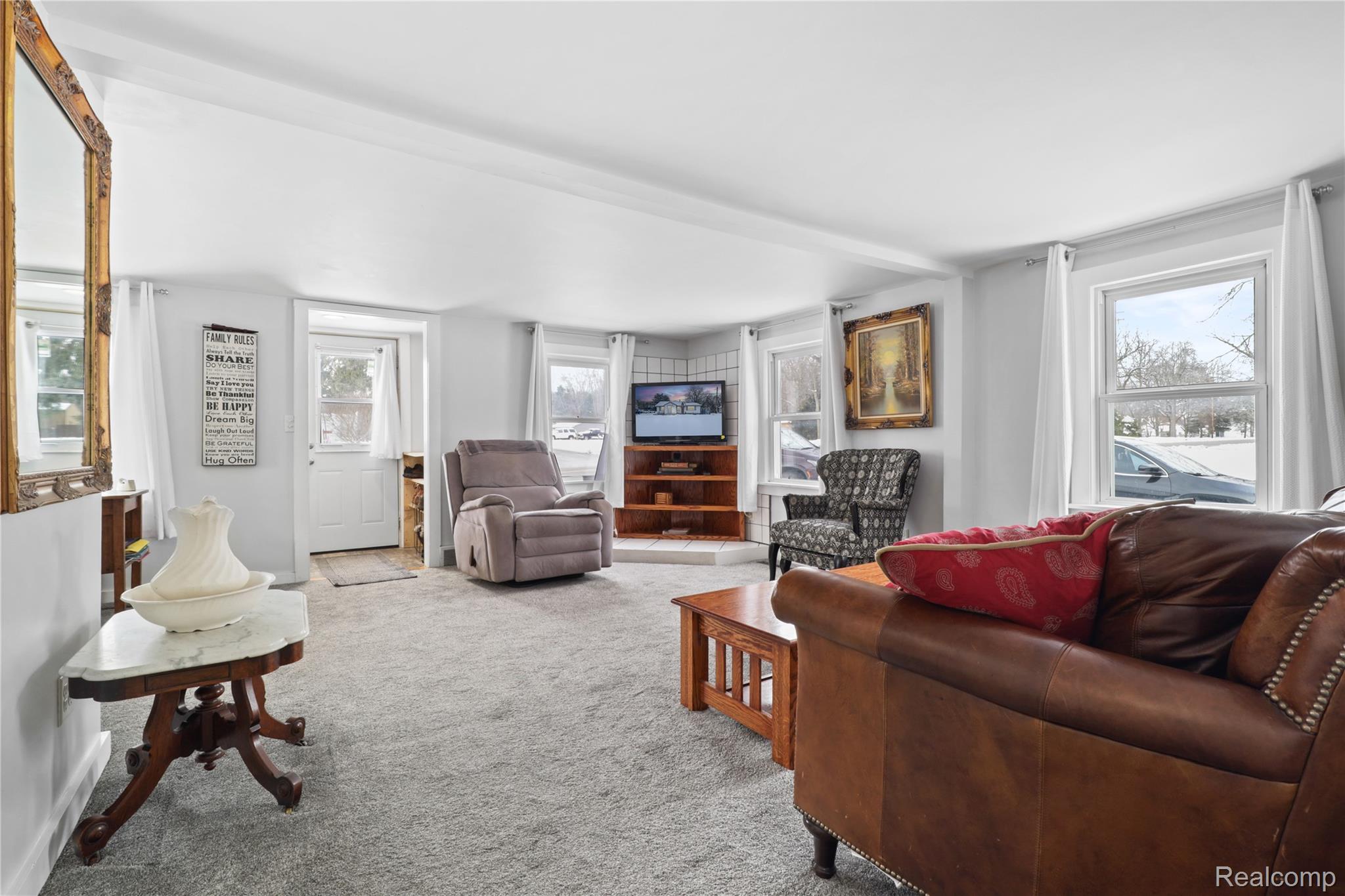 View of carpeted living area