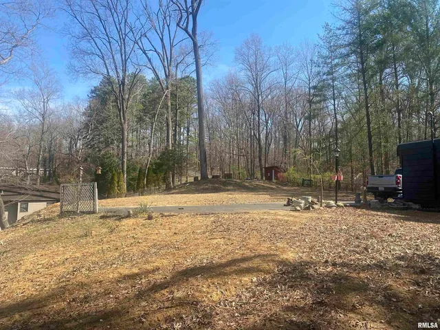 a backyard of a house with trees and houses