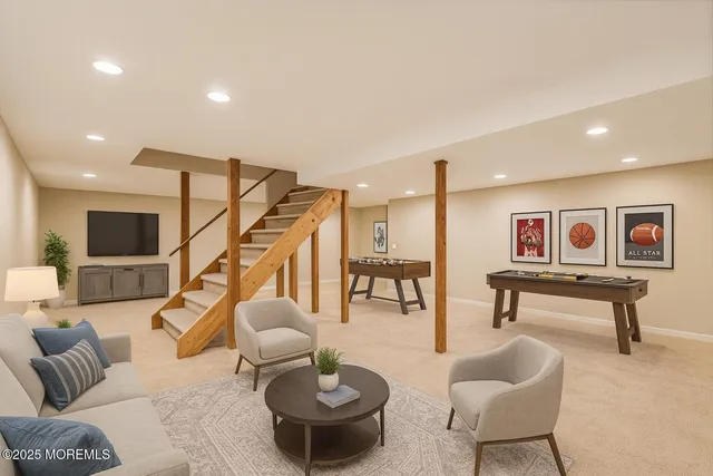 a living room with furniture